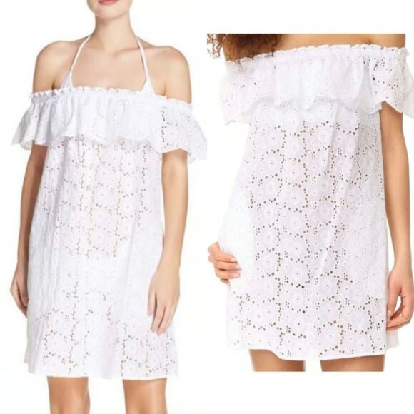 👌TORY BURCH broderie off the shoulder beach Coverup dress🔥 - Picture 2 of 13